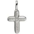 Kreuz-Anhänger JOBO "Anhänger Kreuz" Schmuckanhänger Gr. SI = kleine Einschlüsse, Weißgold 585-Diamanten, weiß (weißgold 585) Damen 585 Weißgold eismatt mit 1 Diamant