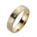 Trauring FIRETTI "Schmuck Geschenk Gold 585 Hochzeit Ehering Trauring "LIEBE" Sterne" Gr. 17, gold (gelbgoldfarben), Fingerringe, 17, 0,1 ct SI = kleine Einschlüsse mit Brillanten, Gelbgold 585, 5mm, Made in Germany, wahlweise mit oder ohne Brillanten