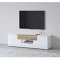 Lowboard INOSIGN "Toledo,Breite 159cm, trendige TV-Schrank mit dekorative Fräsungen" Sideboards weiß (weiß matt, hgl, san remo eiche) TV-Board ohne Beleuchtung, TV-Kommode mit viel Stauraum