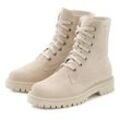 Stiefelette ELBSAND Gr. 36, beige Damen Schuhe Schnürboots, Reißverschlussstiefel, Biker Boots, Leder, Profilsohle