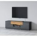 Lowboard INOSIGN "Toledo,Breite 159cm, trendige TV-Schrank mit dekorative Fräsungen" Sideboards schwarz (antrazit matt, antrazit hgl, alteiche) TV-Board ohne Beleuchtung, TV-Kommode mit viel Stauraum