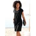 Beachtime Jerseykleid mit Tunnelzug und Taschen, Sommerkleid aus Baumwoll-Mix, schwarz