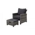 Mandalika Garden SANTA CRUZ Alu Loungesessel mit Polyrattan-Geflecht black pearl