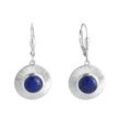 Paar Ohrhänger ZEEME "Silber 925 rhodiniert glanz/matt mit echtem Lapis 8mm", weiß (weiß, blau), Ohrringe, Damen, ONE-SIZE, 2,8 ct, Silber 925 (Sterlingsilber), Ohrhänger