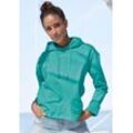 Kapuzensweatshirt ELBSAND "Elgin" Gr. L (40), blau (aqua), Damen, angeraute Sweatware, Obermaterial: 95% Baumwolle, 5% Elasthan, unifarben, Sweatshirts, mit Logostickerei, lockerer Hoodie aus elastischer Baumwolle