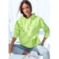 Kapuzensweatshirt ELBSAND "Elgin" Gr. L (40), grün (limone), Damen, angeraute Sweatware, Obermaterial: 95% Baumwolle, 5% Elasthan, unifarben, Sweatshirts, mit Logostickerei, lockerer Hoodie aus elastischer Baumwolle, Topseller