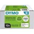 Dymo LW 2093095 / 11354 Authentic Mehrzwecketiketten Selbstklebend Weiß 32 x 57 mm 12 Rollen mit 1000 Etiketten