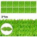 SWANEW Sichtschutzhecke Windschutz 1x3M Efeu Sichtschutz Balkonverkleidung Blätterzaun,Künstliche Hecke Sichtschutzhecke Pflanzen Hecke