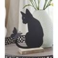 Dekoleidenschaft - Dekofigur Katze mit Schmetterling aus Metall, matt schwarz, 21 cm hoch, Metallfigur, Metalldeko