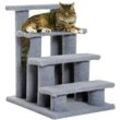 Pawhut - Tiertreppe Katzentreppe Hundetreppe Treppe für Katze und Hunde 4 Stufen Grau 63,5x43x60cm