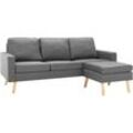 3-Sitzer-Sofa mit Hocker Hellgrau Stoff Vidaxl