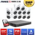 16CH 5MP Super hd Videosicherheitssystem H.265+ 8MP dvr mit 12PCS 5MP wetterfesten Überwachungskameras Kits PIR-Erkennung - mit 2TB Festplatte - Annke