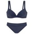 Triangel-Bikini LASCANA Gr. 34, Cup B, blau (marine), Damen, Polyamid, unifarben, Bikini-Sets, in Bralette-Form