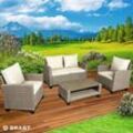 Brast - Gartenmöbel Set Delight Braun/Grau bis zu 4 Personen inkl. extra Dicke Kissen tüv geprüft Outdoor Loungemöbel Sitzgruppe Essgruppe Garnitur