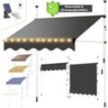 Klemmmarkise Sonnenschutz Markise 150-400cm led Balkon Terasse Fenstermarkise Ausziehbar