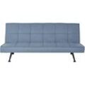 Beliani - 3-Sitzer Sofa Blau Stoffbezug Gesteppt mit Schalffunktion Hohe Metallbeine ohne Armlehnen Retro-Design Wohnzimmer Schlafsofa Sofabett