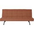 Beliani - 3-Sitzer Sofa Hellrot Stoffbezug Gesteppt mit Schalffunktion Hohe Metallbeine ohne Armlehnen Retro-Design Wohnzimmer Schlafsofa Sofabett