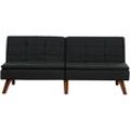 Beliani - 3-Sitzer Sofa Schwarz Stoffbezug Gesteppt mit Schlaffunktion Verstellbarer Rückenlehne Hohe Holzbeine Retro Wohnzimmer Schlafsofa Sofabett