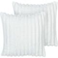 Beliani - Dekokissen 2er Set Weiß aus Kunstfell 45 x 45 cm Quadratisch Flauschig Weich Deko Dekoration Wohnaccessoires für Wohnzimmer Schlafzimmer