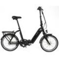 E-Bike ALLEGRO "Andi 3 Plus 374" E-Bikes Gr. 42 cm, 20 Zoll (50,80 cm), schwarz Pedelec, Elektrofahrrad für Damen u. Herren, Faltrad