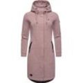 Kurzmantel RAGWEAR "Letti Long", Damen, Gr. 4XL (48), lila (mauve), Fleece, Obermaterial: 54% Polyester, 41% Baumwolle, 5% Viskose, sportlich, tailliert knieumspielend, hoch geschlossener Ausschnitt, Langarm Ärmel ohne Ärmelschlitz normaler Saum, Mäntel, Übergangsjacke aus Fleece mit Kapuze