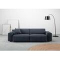 Big-Sofa ANDAS "Glimminge auch in Breitcord, Feincord + Easy care-Bezug", blau (dunkelblau), B:254cm H:71cm T:101cm, 100% Polyester, Sofas, besondere Kedernähte Zierkissen