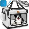 Tresko - Hundebox faltbar Grau (xl 83x58x58cm) inkl. Leckmatte und Spatel Transportbox für Hunde und Katzen Hundetransportbox für kleine & große