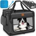 Hundebox faltbar Anthrazit (l 70x52x52cm) inkl. Leckmatte und Spatel Transportbox für Hunde und Katzen Hundetransportbox für kleine & große Hunde