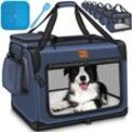 Hundebox faltbar Navyblau (xxl 92x63x63cm) inkl. Leckmatte und Spatel Transportbox für Hunde und Katzen Hundetransportbox für kleine & große Hunde