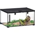 Pawhut - Terrarium für Reptilien Reptile Fütterungsbox Glasterrarium Amphibien Spinnentiere mit Thermometer Reptilienzuchtbox Metall Schwarz 50 x 30