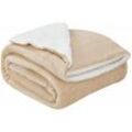 Fleecedecke mit Sherpa - flauschig, warm, waschbar - Decke / Plaid für Bett und Couch - Tagesdecke, Kuscheldecke - 220x240 cm - Sand - Juskys