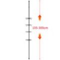 Teleskop Duschregal Metall Eckregal mit 4 Körben Gesamthöhe 105-310 cm, Edelstahl, ohne Bohren, Duschkorb für Bad und Küche Schwarz