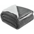 Fleecedecke mit Sherpa - flauschig, warm, waschbar - Decke / Plaid für Bett und Couch - Tagesdecke, Kuscheldecke - 150x200 cm - Dunkelgrau - Juskys