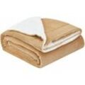 Fleecedecke mit Sherpa - flauschig, warm, waschbar - Decke / Plaid für Bett und Couch - Tagesdecke, Kuscheldecke - 150x200 cm - Camel - Juskys