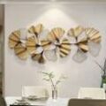 3D Wandbild 'Ginkgo' aus Metall in gold, 132x60 cm, Wanddeko, Wandschmuck