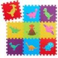 Puzzlematte, 3 x 3 Baby Spielmatte, Dinosaurier, Krabbelmatte, BPA-freier Schaumstoff, Kindermatte, bunt - Relaxdays