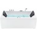 Badewanne Weiß 183 x 90 cm mit Massagefunktion Sanitäracryl Linksseitig Modern