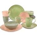 Kombiservice CREATABLE "Geschirr-Set NATURE COLLECTION Vintage Garden" Geschirr-Sets Gr. 16 tlg., bunt (rosa, hellbeige, hellgrün, hellgrau) Service, 16 Teile, für 4 Personen