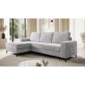 Ecksofa SAIGON Cord Grau mit Bettfunktion und Bettkasten Bett Sofa Schlafsofa Ottomane links