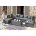 Gartenlounge-Set KONIFERA "New York", grau, Polyrattan, Sitzmöbel-Sets, Gartenmöbel-Set, Tisch 110x65 cm, Aluminium,Polyrattan,individuell stellbar,10 Personen