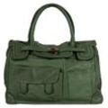 Shopper SAMANTHA LOOK Gr. B/H/T: 41cm x 29cm x 16cm onesize, grün Damen Taschen echt Leder, Made in Italy