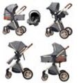 Casiloo® Kombi-Kinderwagen 3in1 Kombikinderwagen Kinderwagen Babywanne Buggy + Auto Babyschale