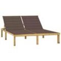 Maisonchic - Doppel-Sonnenliege,Liegestühle,Gartenliege mit Taupe Auflagen Kiefer Imprägniert VEIN490812