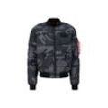 Bomberjacke ALPHA INDUSTRIES "Alpha Industries Men - Bomber Jackets MA-1 Puffer Bomber Camo", Herren, Gr. L, schwarz (schwarz camo), Obermaterial: 100% Polyester, Futter: 100% Polyester, Füllung: 100% Polyester, Jacken