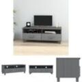 TV-Schrank hamar Dunkelgrau 106x40x40 cm Massivholz Kiefer - TV-Möbel - Grau - The Living Store