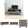 TV-Schrank hamar Hellgrau 106x40x40 cm Massivholz Kiefer - TV-Möbel - Grau - The Living Store