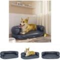 Hundebett Ergonomisch Schaumstoff Dunkelblau 75x53cm Kunstleder - Hundebetten - Blau - The Living Store