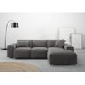 Ecksofa ANDAS "Glimminge L-Form auch in Breitcord, Feincord + Easy care-Bezug", grau (dunkelgrau), Sofas, B/H/T: 264cm x 71cm x 191cm, Cord, Ottomane rechts, 12% Polyaxryl, 88% Polyester Breite 264, Zierkissen