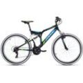 Mountainbike KS CYCLING "Zodiac" Gr. 48, schwarz (schwarz, schwarz), Fahrräder, 48cm, 26 Zoll (66,04cm), für Damen und Herren, Kettenschaltung