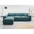 Ecksofa ANDAS "Glimminge L-Form auch in Breitcord, Feincord + Easy care-Bezug", blau (petrol), Sofas, B/H/T: 264cm x 71cm x 191cm, Cord, Ottomane rechts, 12% Polyaxryl, 88% Polyester Breite 264, Zierkissen